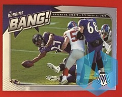2021 Panini Mosaic Bang! J.K. Dobbins #B-9 Baltimore Ravens